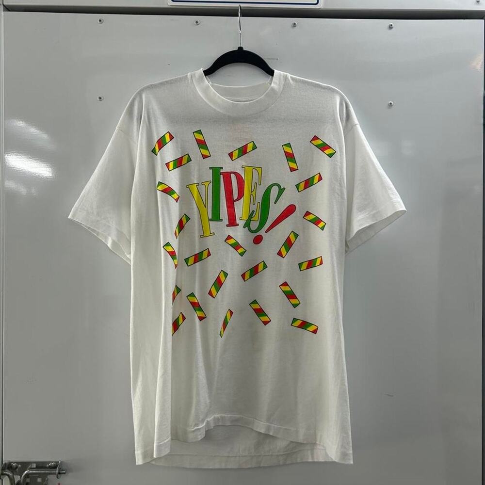 Vintage 90s Fruit Stripe Gum Tee, "YIPES! STRIPES!" Zebra Candy Promo
